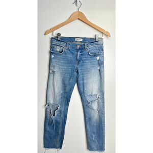 Zara Women Pants Womens‎ Blue Distressed Jeans Size 2 Premium Denim